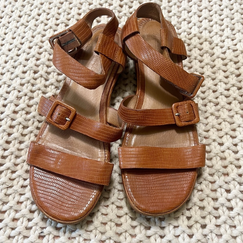 Madewell The Robin Platform Sandal in Lizard Embossed Leather 9.5 - Picture 2 of 8